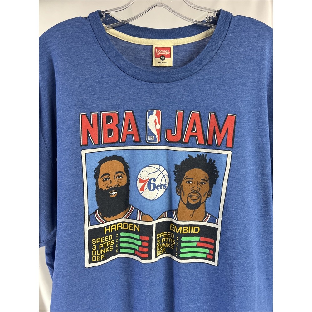 PHILADELPHIA 76ERS NBA JAM HOMAGE T-Shirt XXL sixers basketball harden embiid